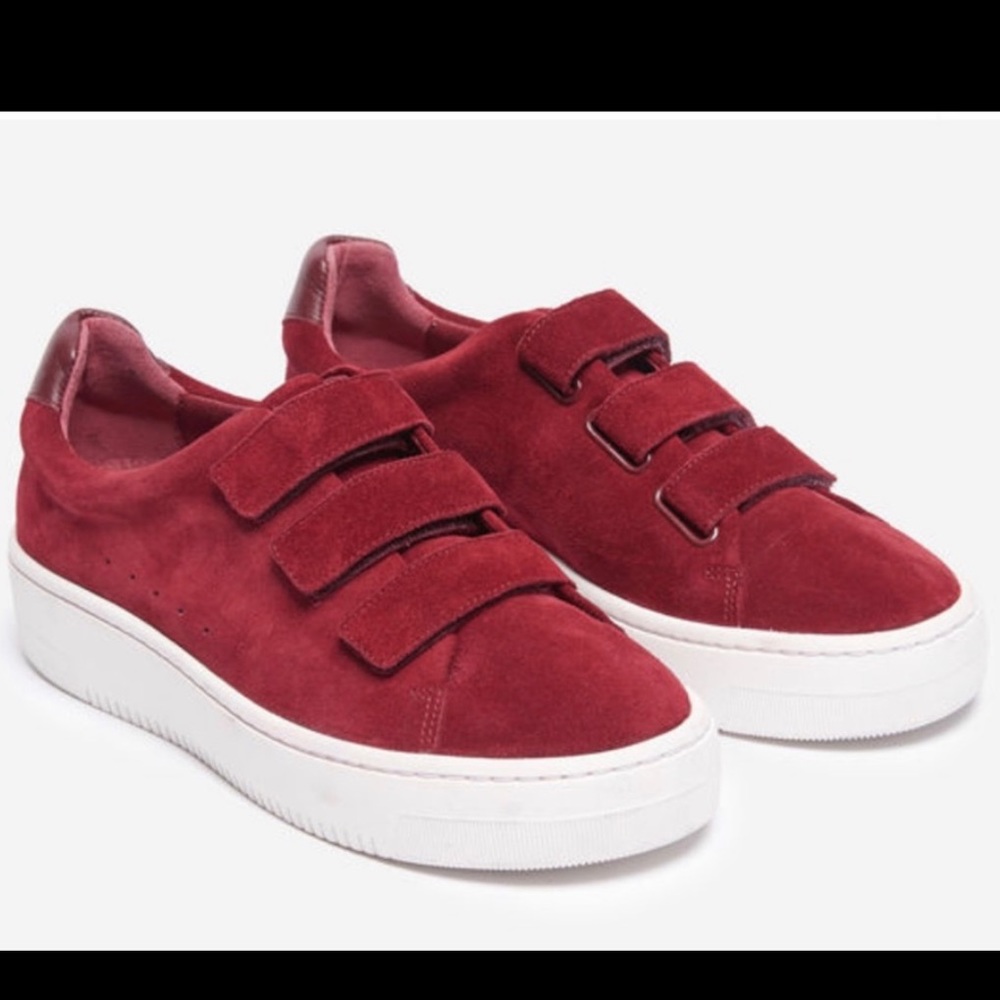 WORN Sandro red suede platform sneakers - 9